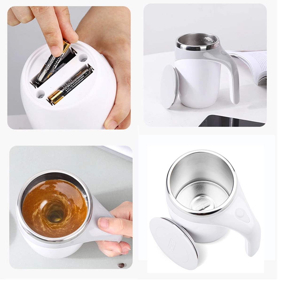 12 oz Electric Stainless Steel Self Mixing Coffee Tumbler 3