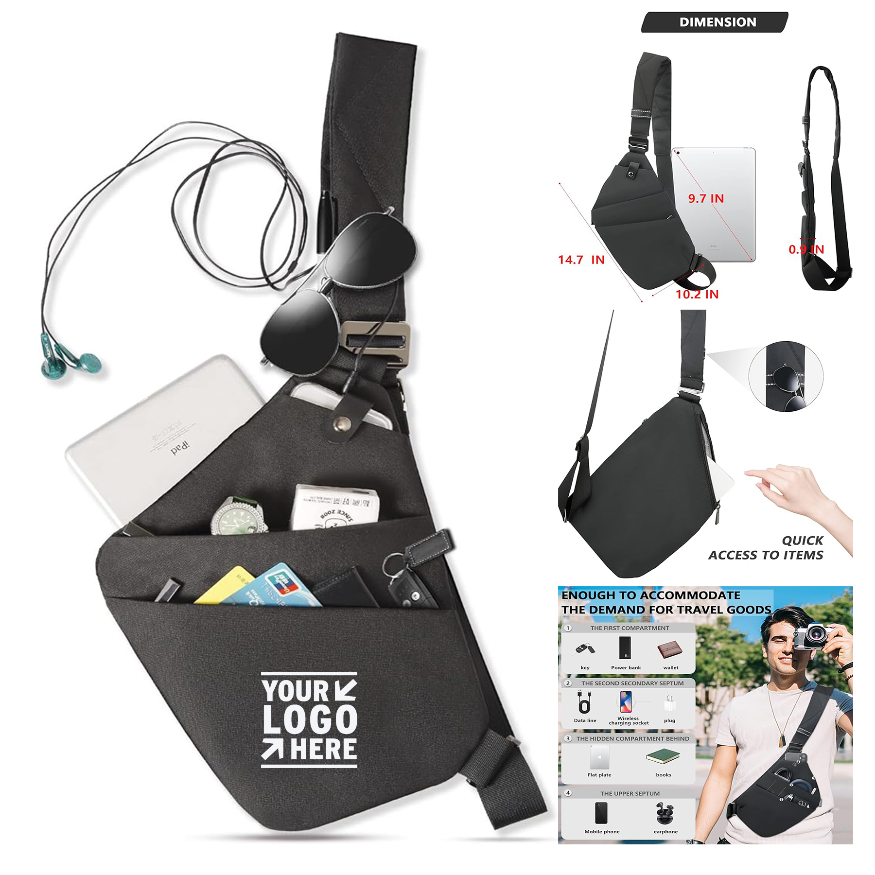 Men Women Anti-theft Crossbody Shoulder Sling Bag Chest Backpack Casual Daypack 2