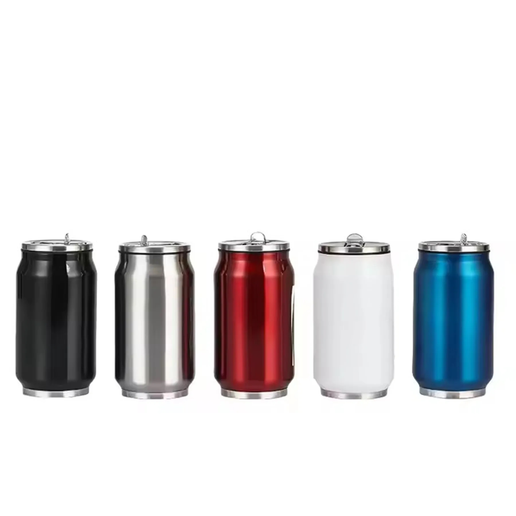12 Oz. Cola Can Vacuum Water Bottle with Flip Lid and Straw 3