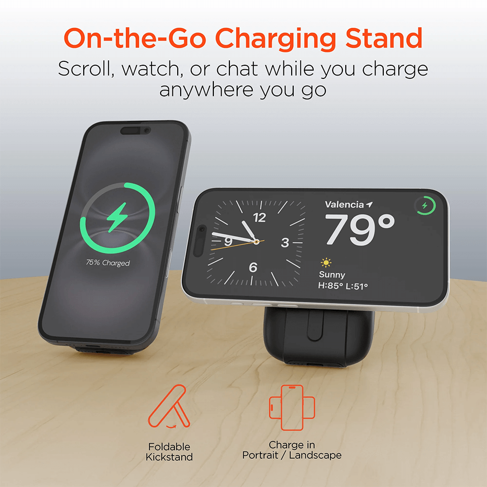 Hypergear 5,000mAh Mag Grip Go Magnetic Wireless Fast Charge Power Bank with Built-In Cables 3