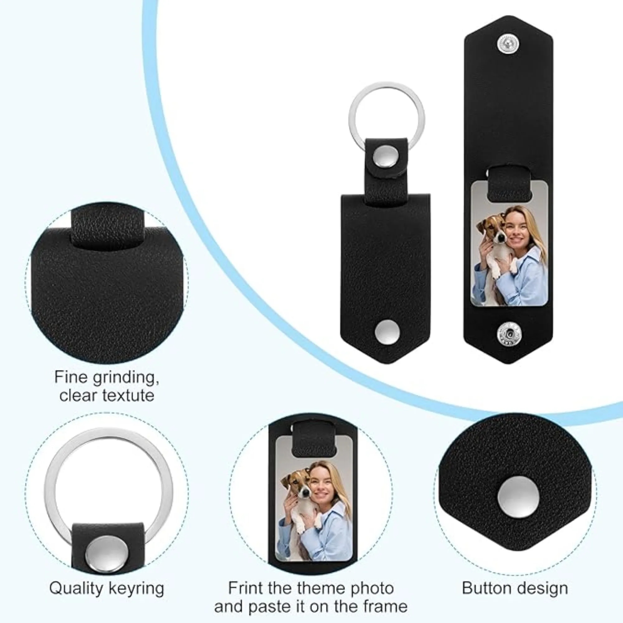 Leather Case Photo Frame Keychain 4