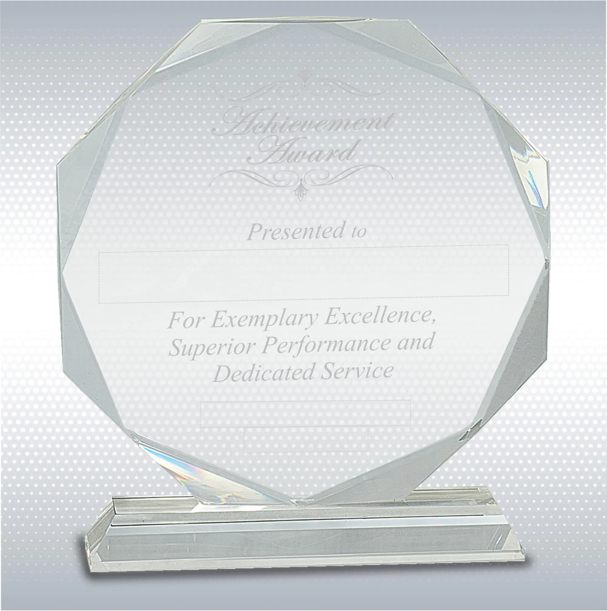 6" Octagon Optical Crystal Excellence, Employee Recognition Gift Award 5
