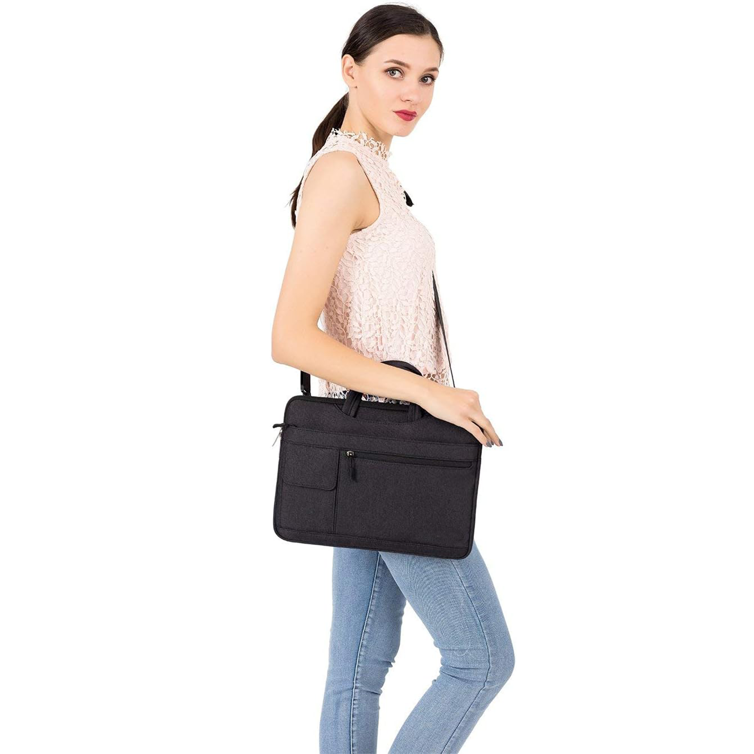 13 Inch Adjustable Strap Nylon Laptop Shoulder Bag 4