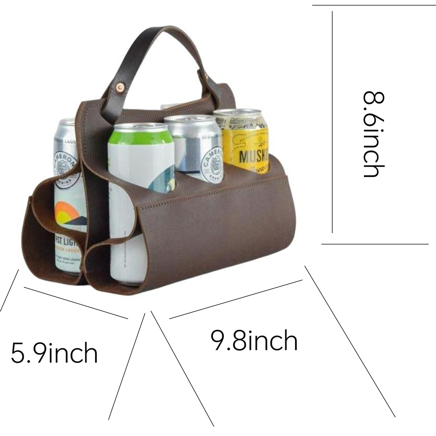 6 Cans PU Leather Beverage Carrier Bag 2