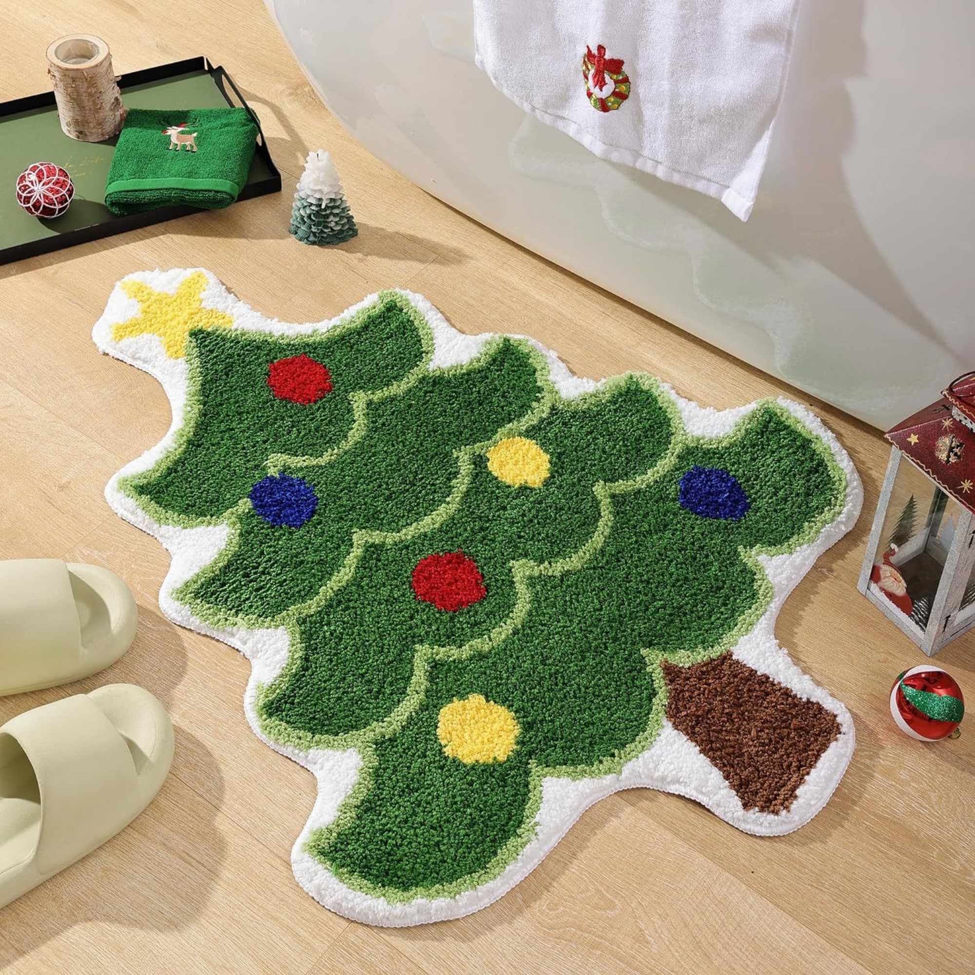 Crystal Velvet Christmas Mat Floor Rug 2