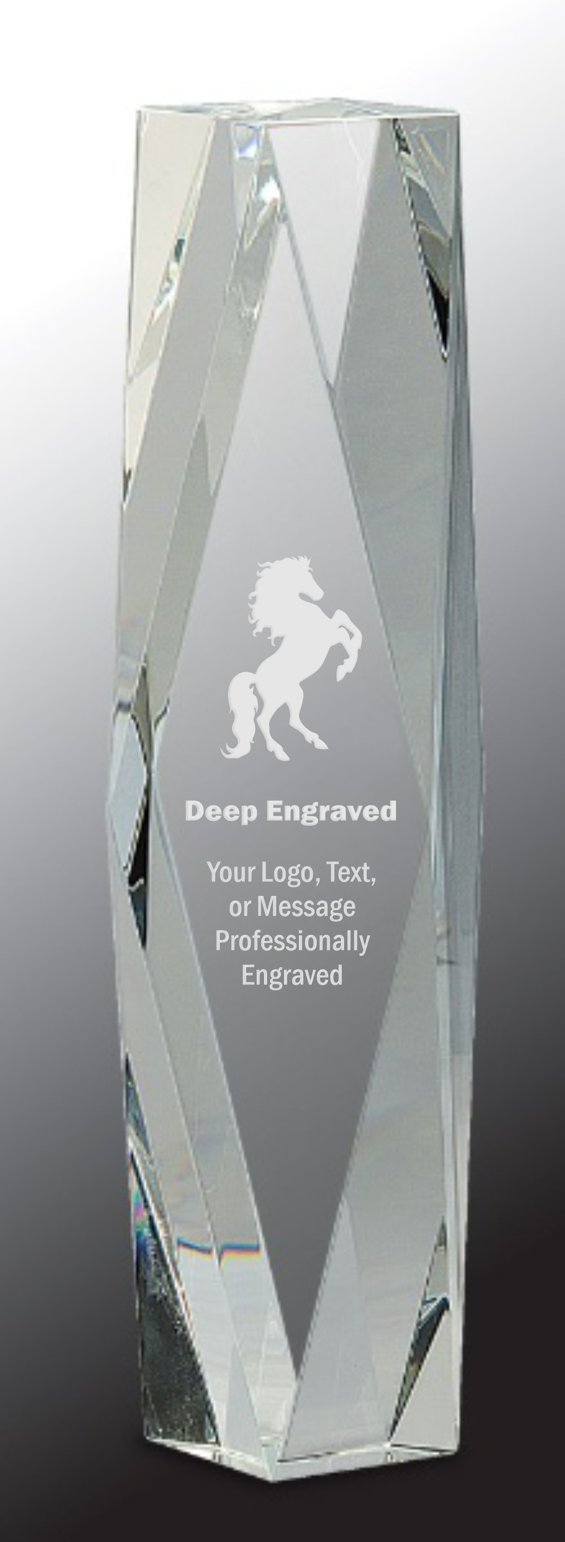 12" Clear Crystal Facet Tower Award