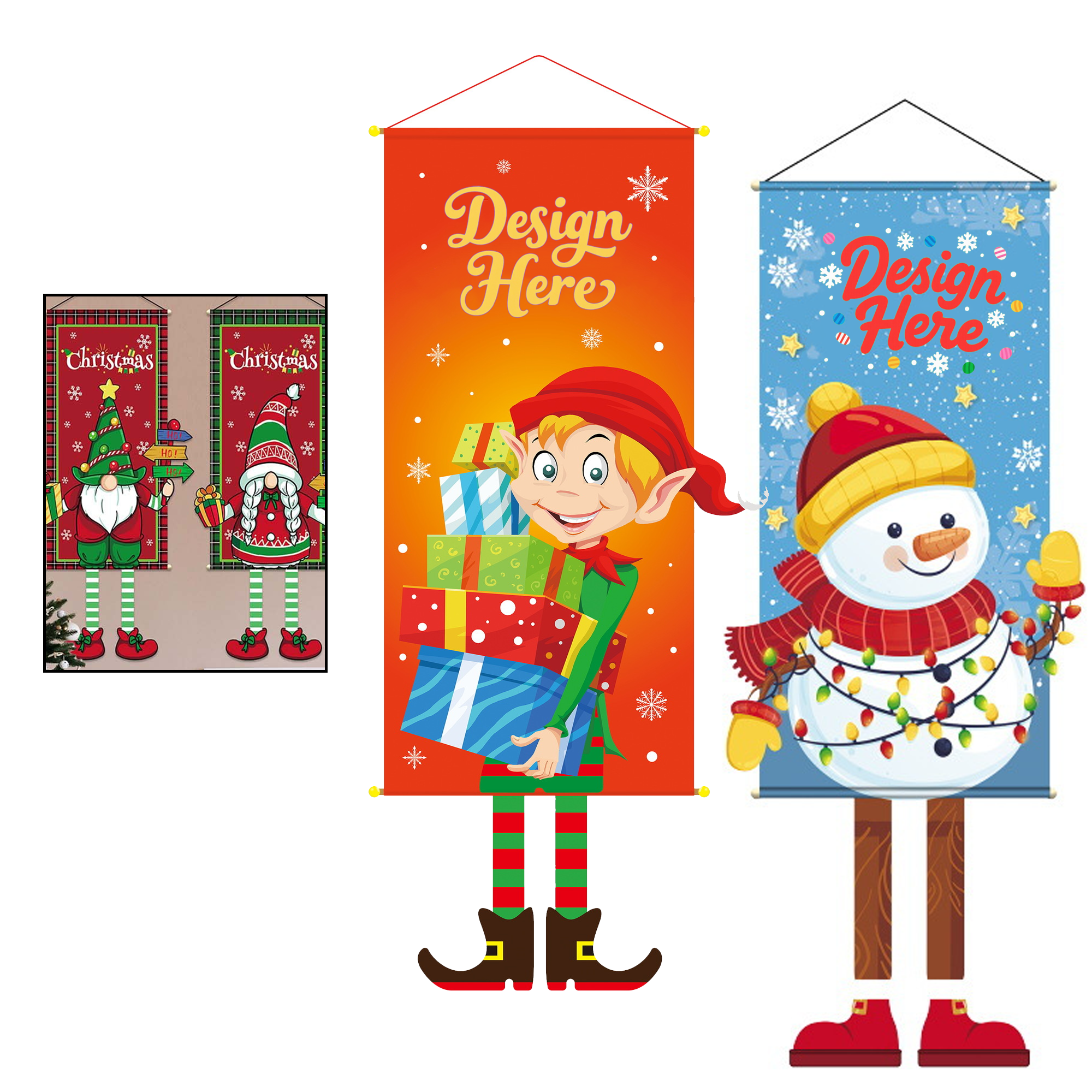 Custom Xmas Hanging Banner Personalized Fireplace Mantel Decor 1