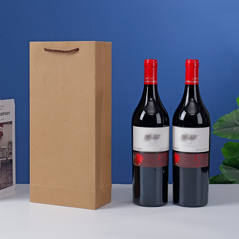 Kraft Paper Wine Bag for Two Bottles 6