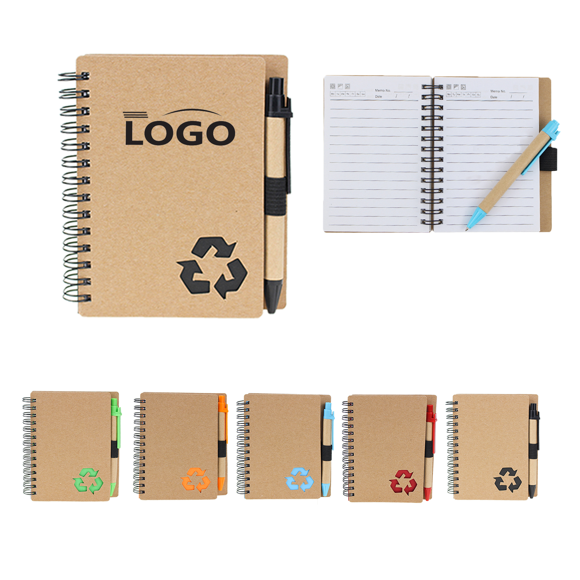 MOQ:50pcs Recycled Paper Memo Pad With Stylus 2