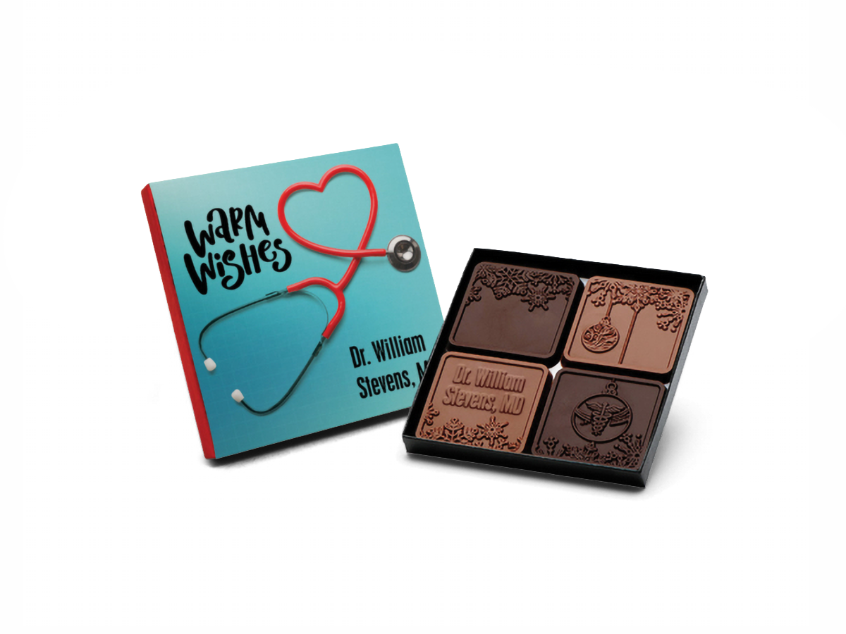 4-Piece Chocolate Ensemble Gift Set with Classic Custom Packaging