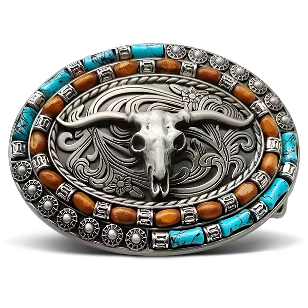 Belt Buckle with Turquoise Bead 3