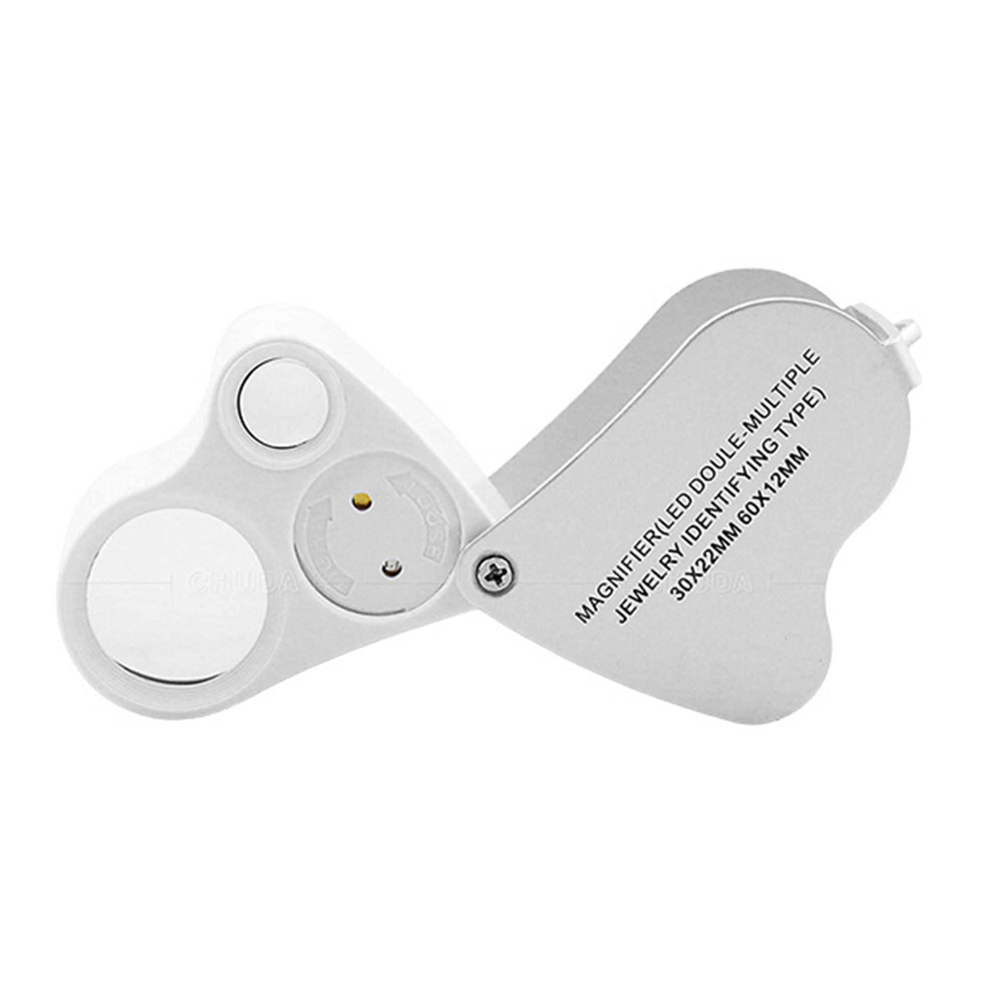Folding Jewelry Loupe With Dual LED 30X 60X 1.88" x 1.25" x 1" 2