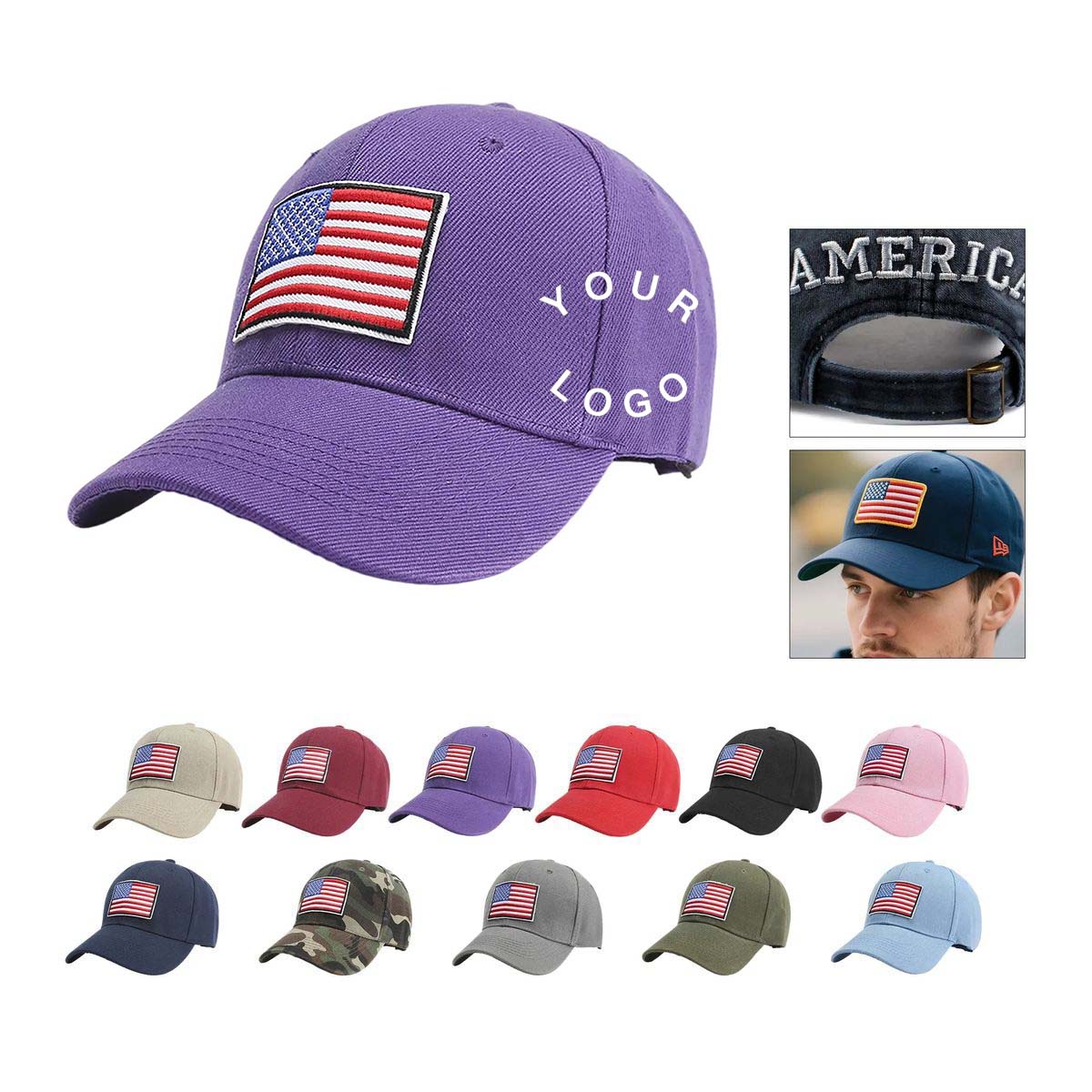 American Flag Baseball Cap with UV Protection 6