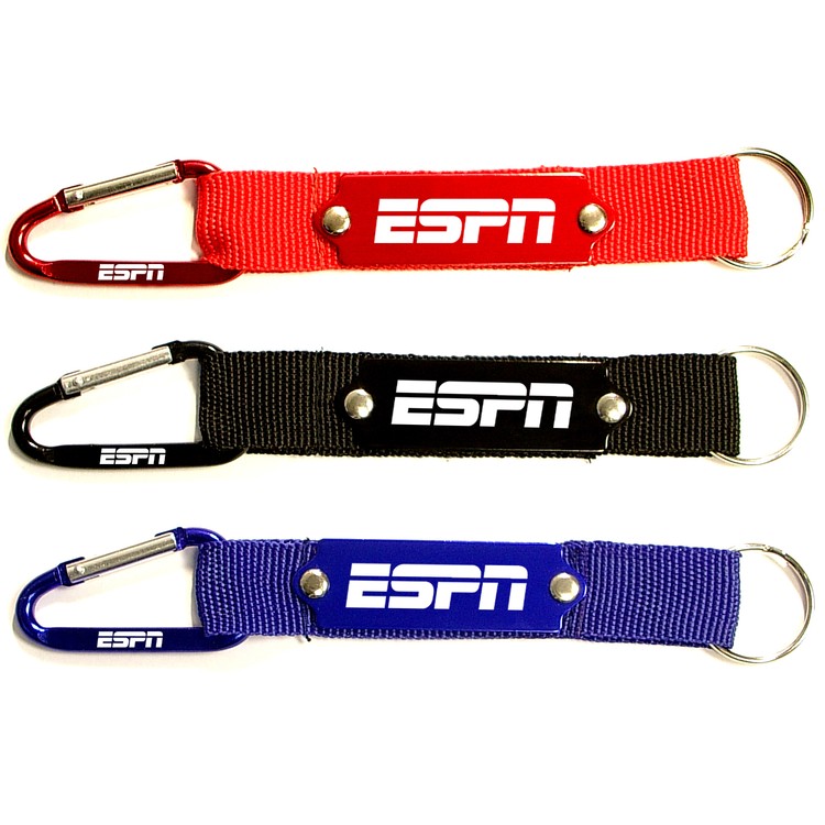 Carabiner with Strap and Metal Plate