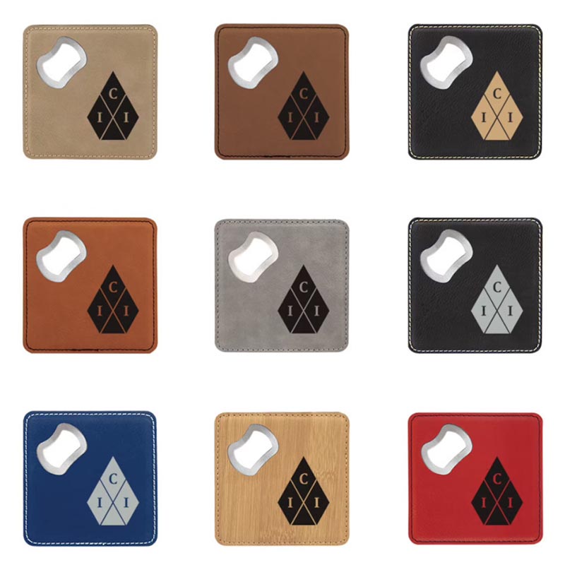 Square Leatherette Coaster w/ Bottle Opener 3