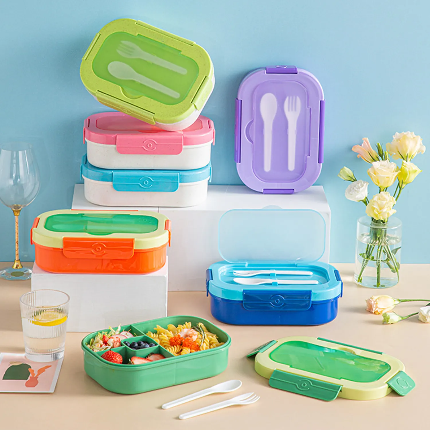 44oz Leak-Proof Kids Bento Lunch Box with 4 Compartments 4