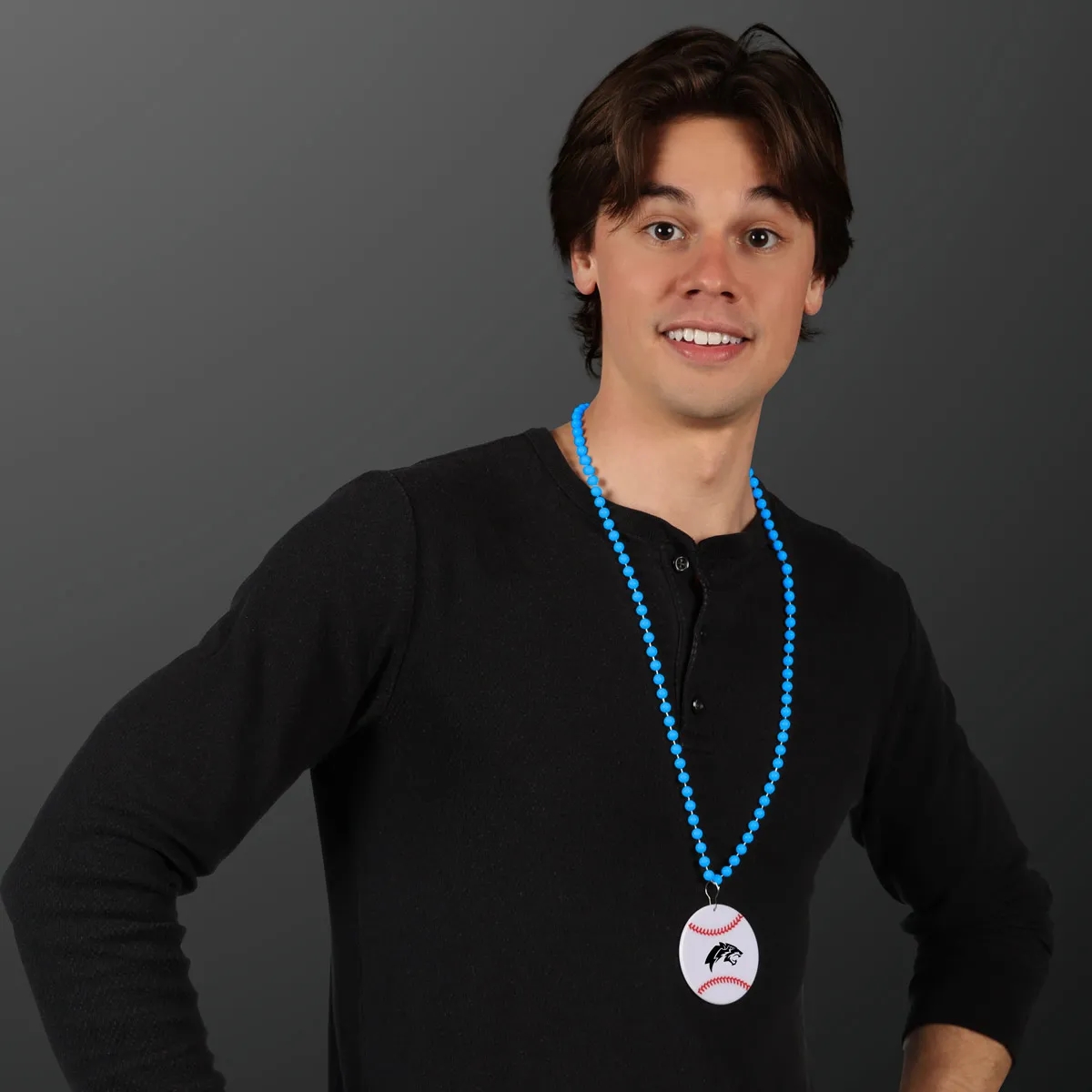 Baseball Medallion with Beaded Necklace (Non Light Up) 40