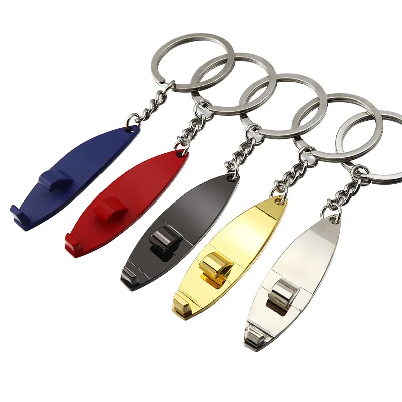 Metal Surf Board Bottle Opener Keychain 2
