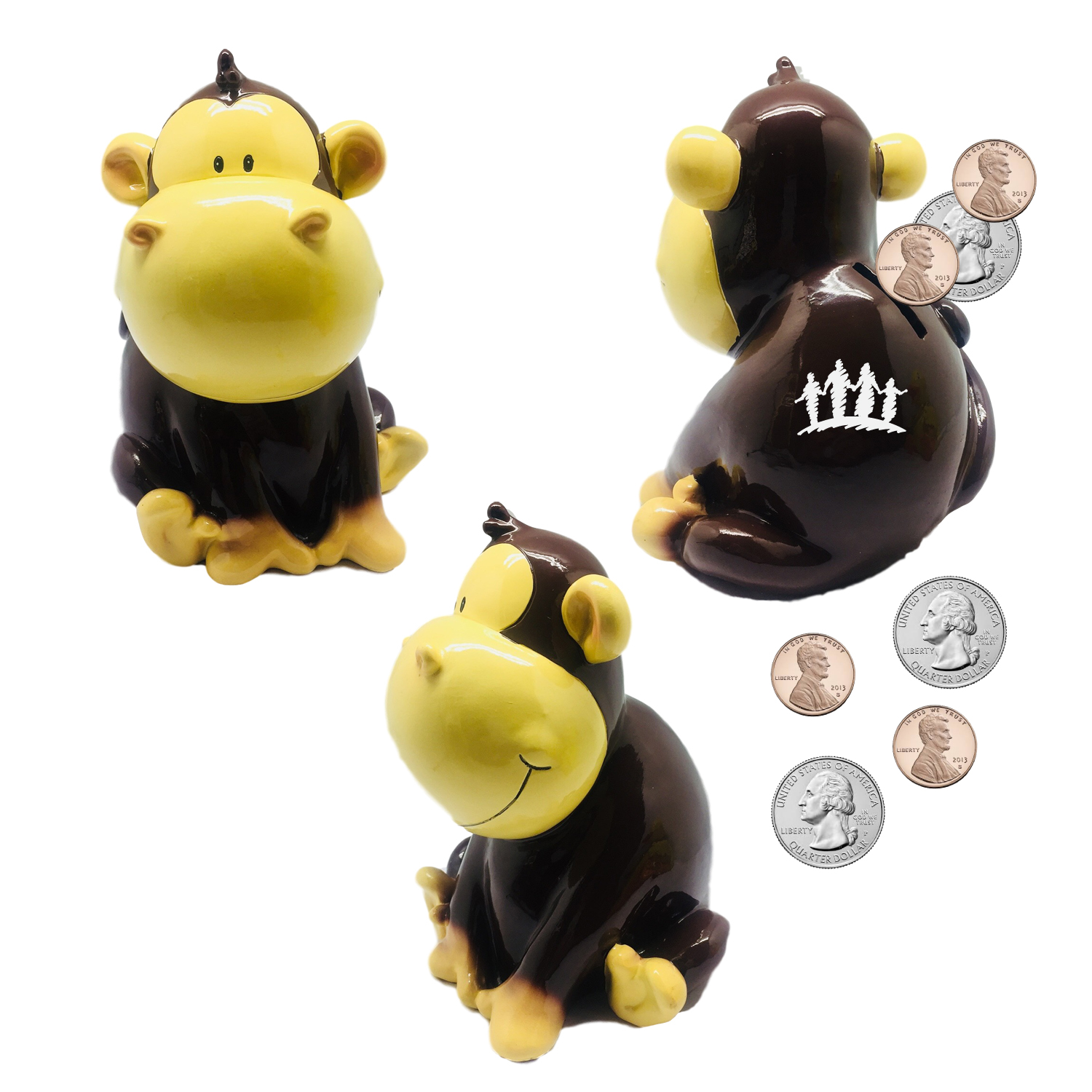 7" Poly-Resin Whimsical Monkey Money Bank 2