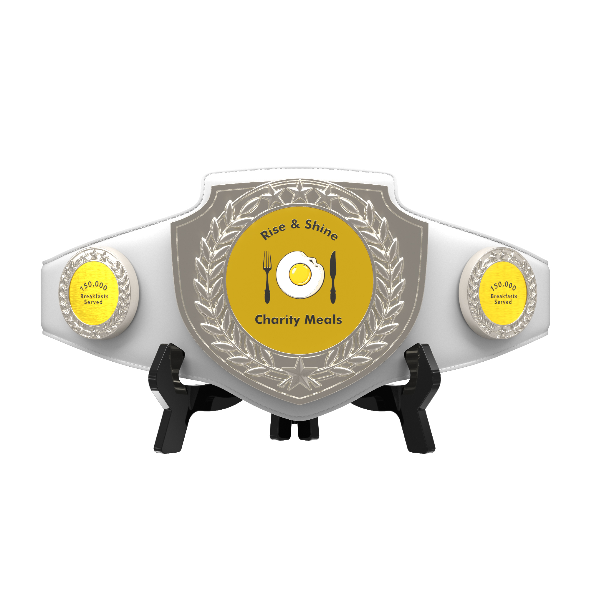 Express Vibraprint® Bright Silver Champion Award Shield Belt 1