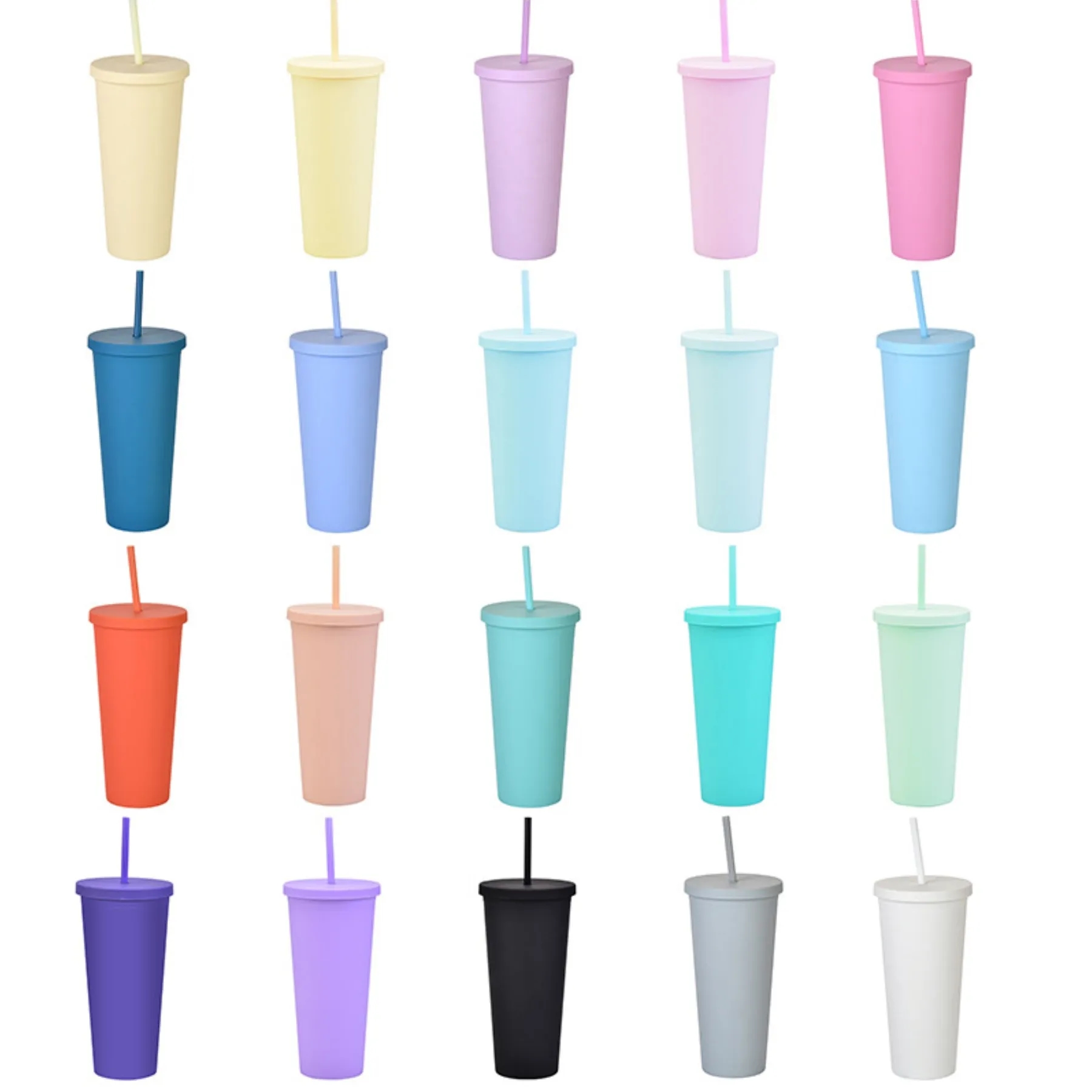 22oz Double Wall Plastic Straw Cup 6