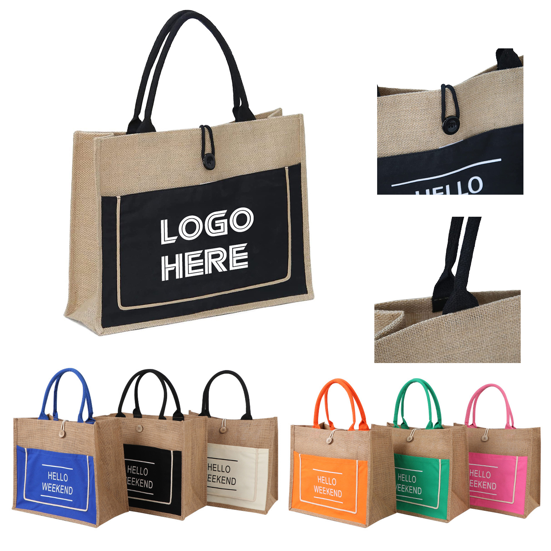 Custom Jute Tote Bags, custom tote bag with logo imprint 1