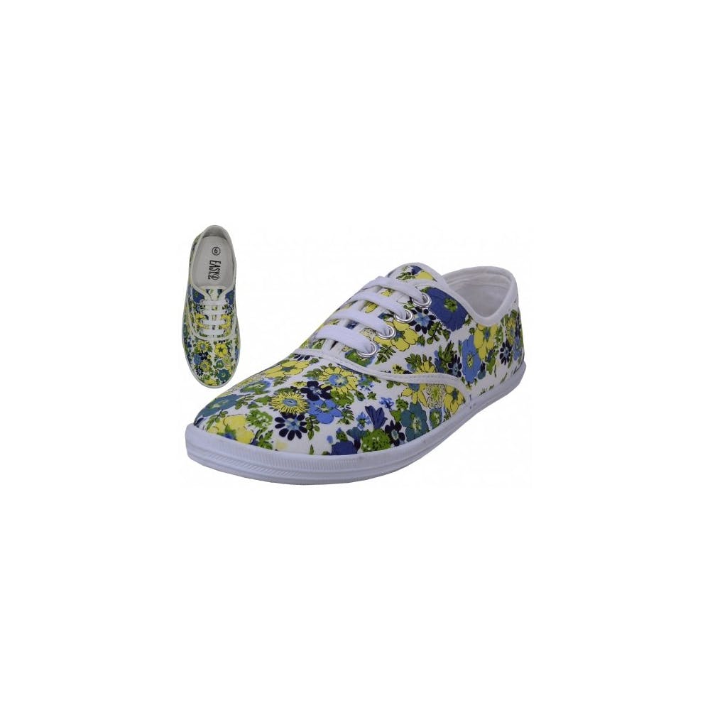 Women's Canvas Shoes - Flower Print Sizes 6-11 2