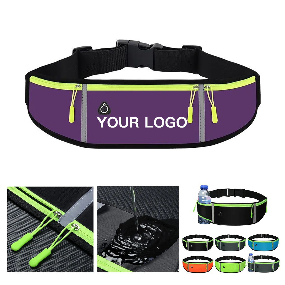 Reflective Sports Waist Pack with Bottle Holder 2