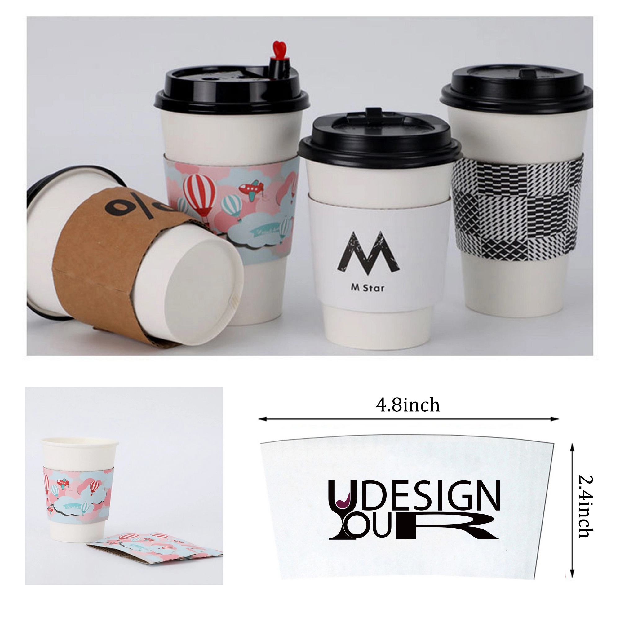 White Corrugated Coffee Cup Sleeve