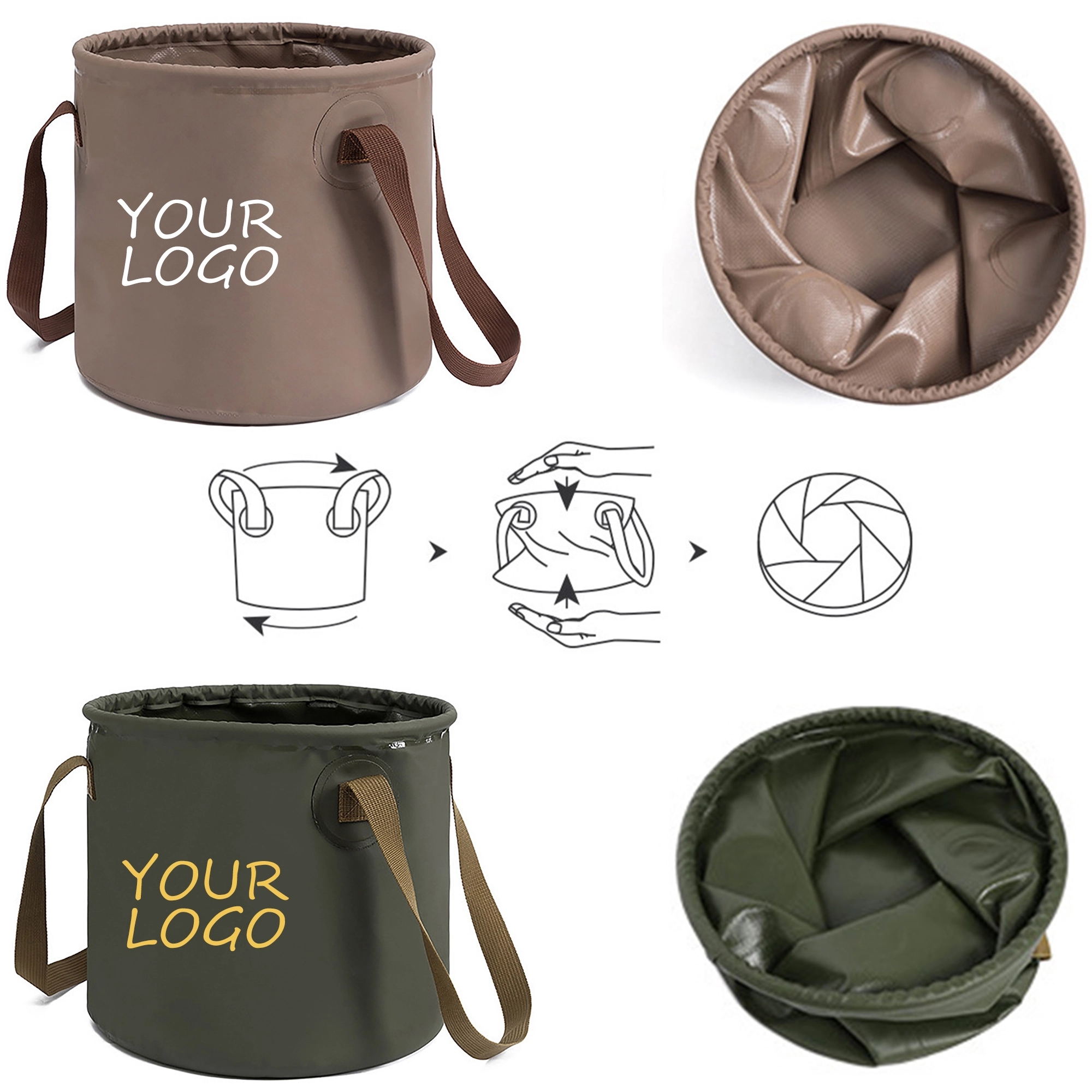 MOQ 50pcs 20L Outdoor Travel PVC Folding Bucket