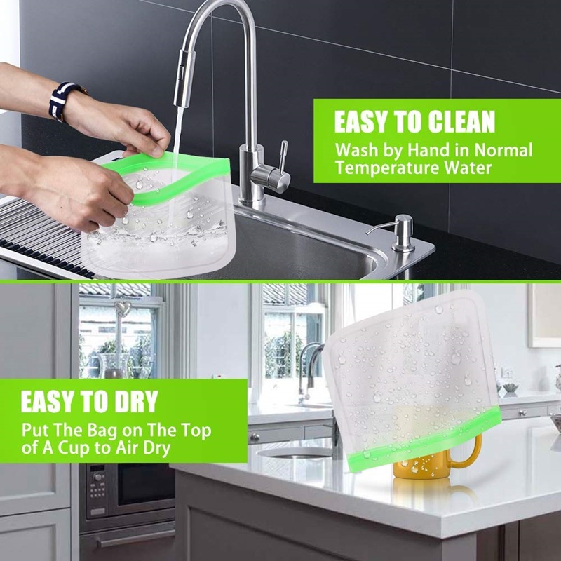 Silicone Reusable Freezer Food Storage Bag for Meat Veggies 3