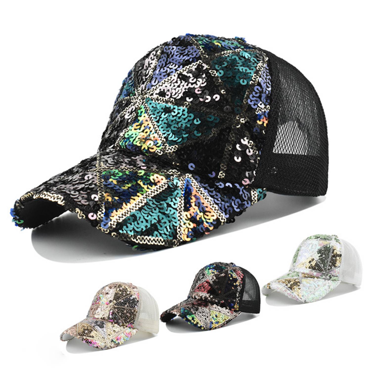 Unisex Sequin Mesh Baseball Cap 1