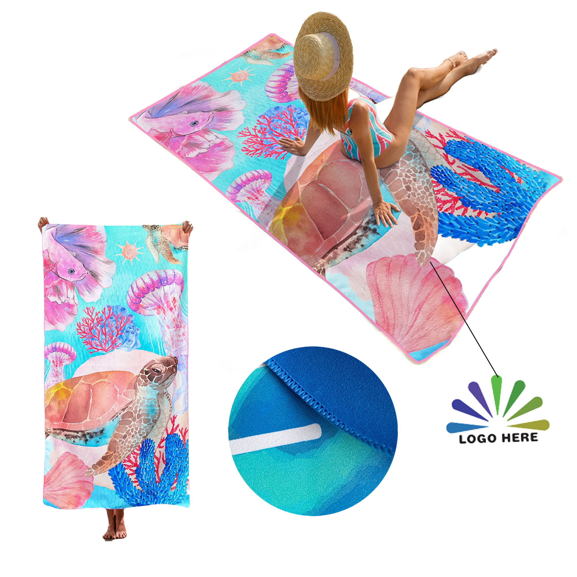 Absorbent Full-Color Custom Microfiber Beach Towel 2