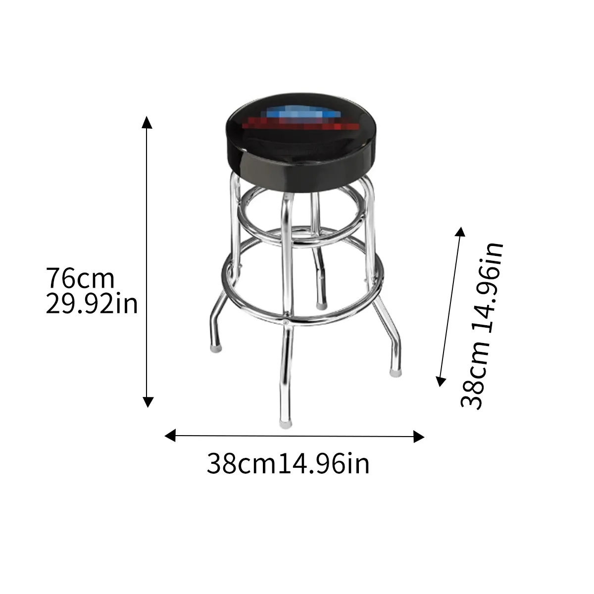 Double Ring Padded Swivel Bar Stool With Chrome Base 2