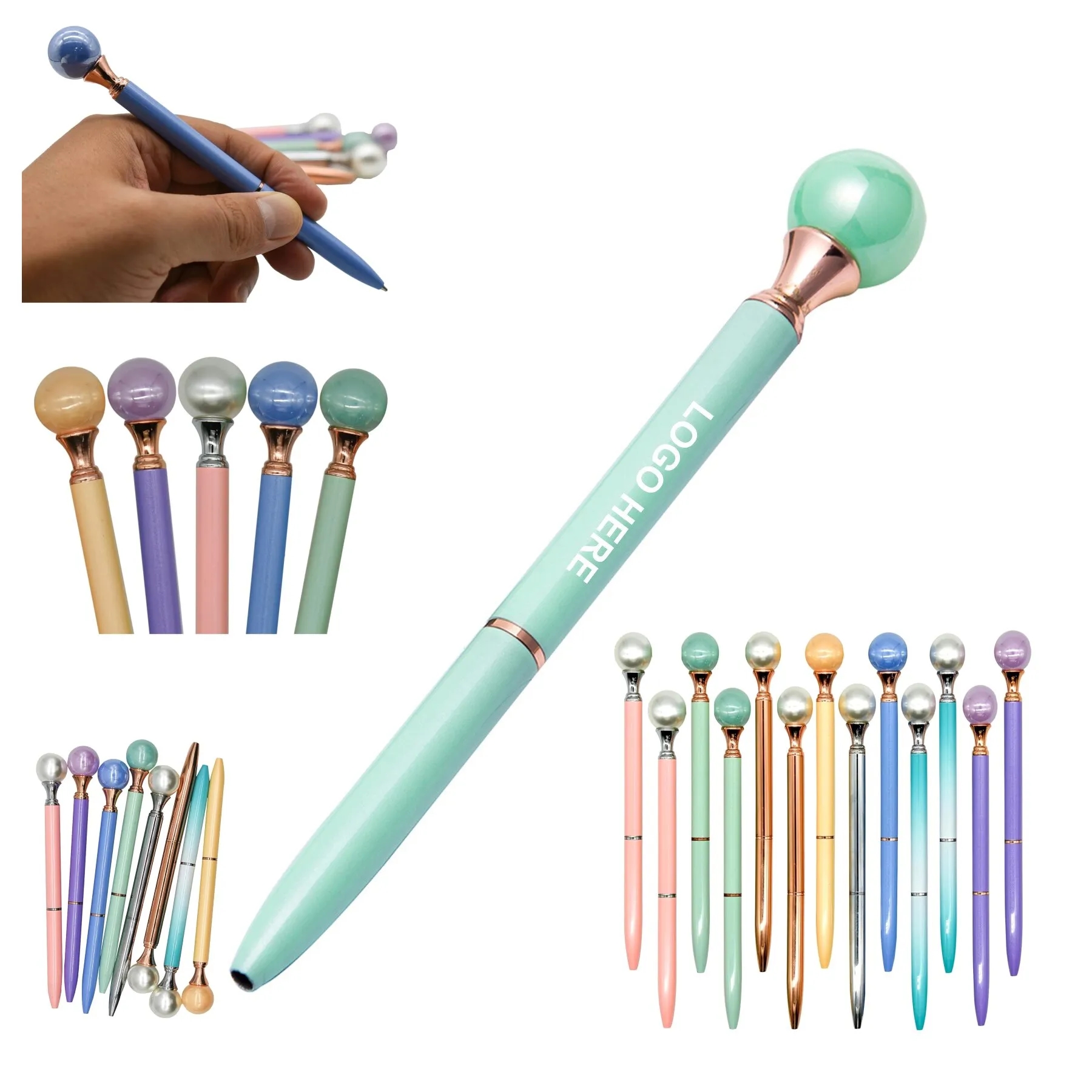 Pearl Top Deco Metal Ballpoint Pens 1