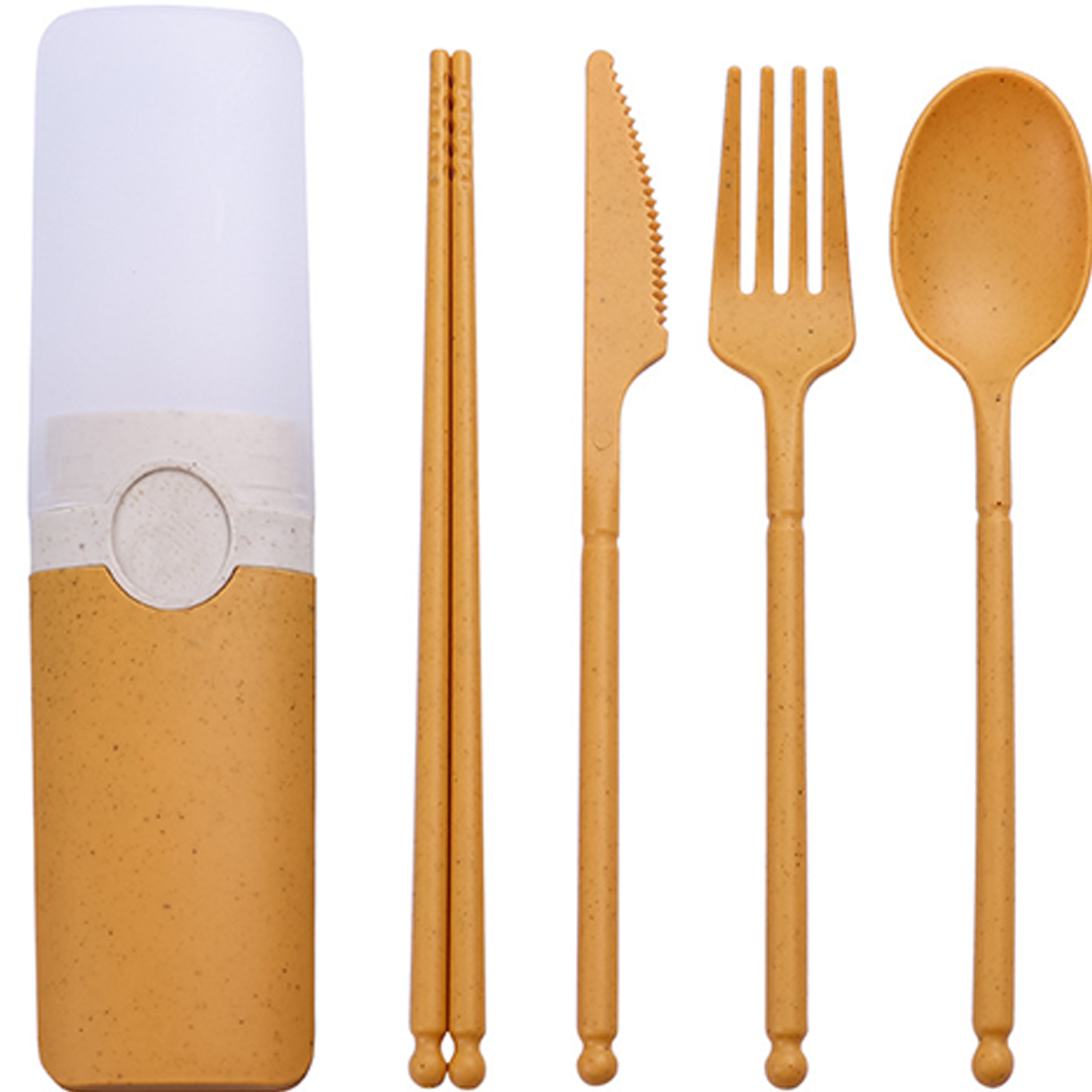 4 Pcs Food Grade Wheat Straw Tableware Set w/ Box 3