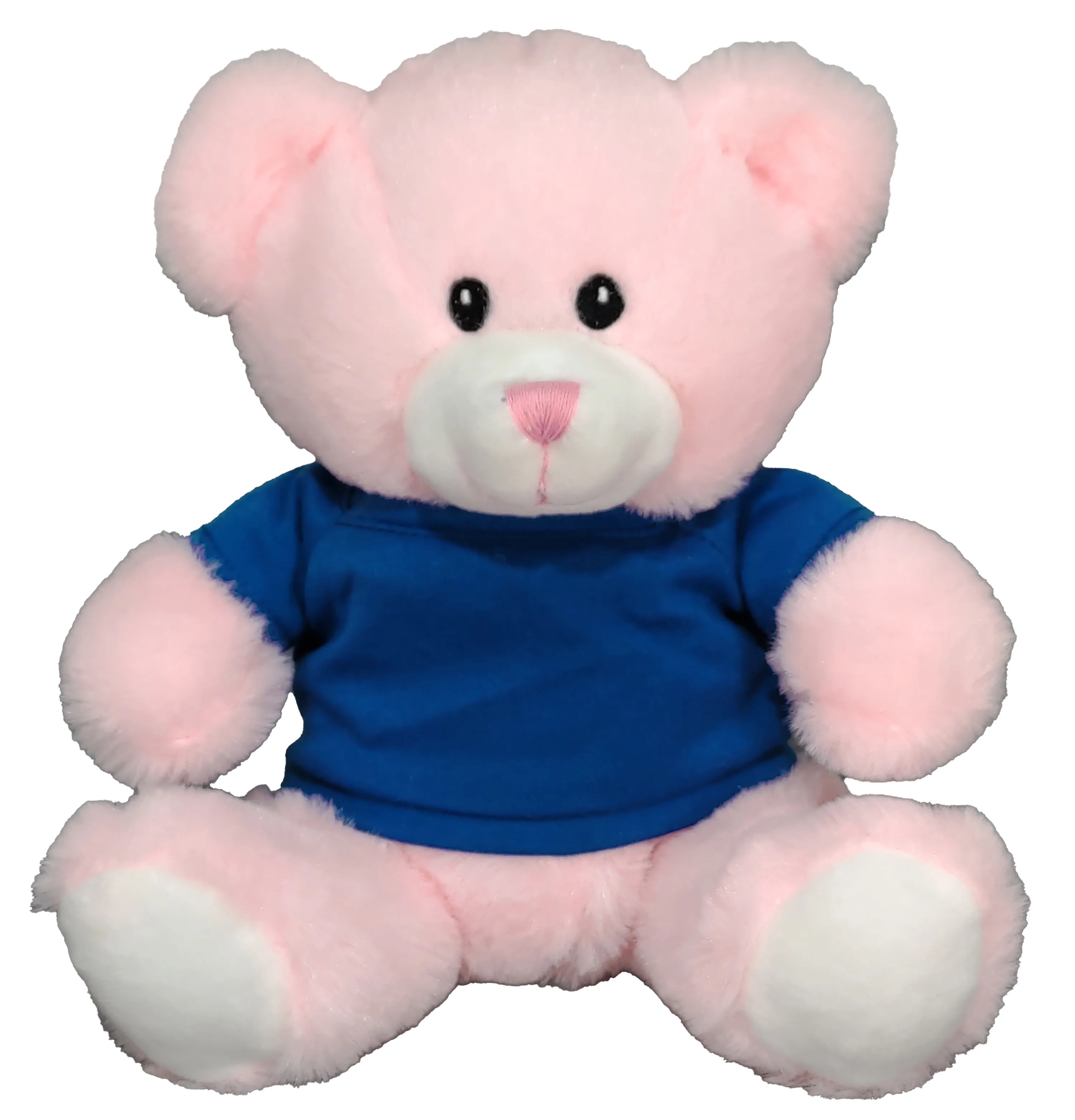 8" Embroidered Eyes Pink Bear 4