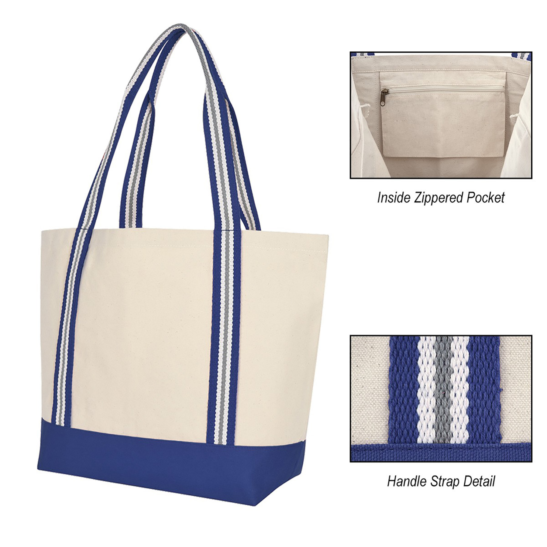 Canvas Tote Bag Inner Zipper Pocket, custom tote bag with logo imprint 4