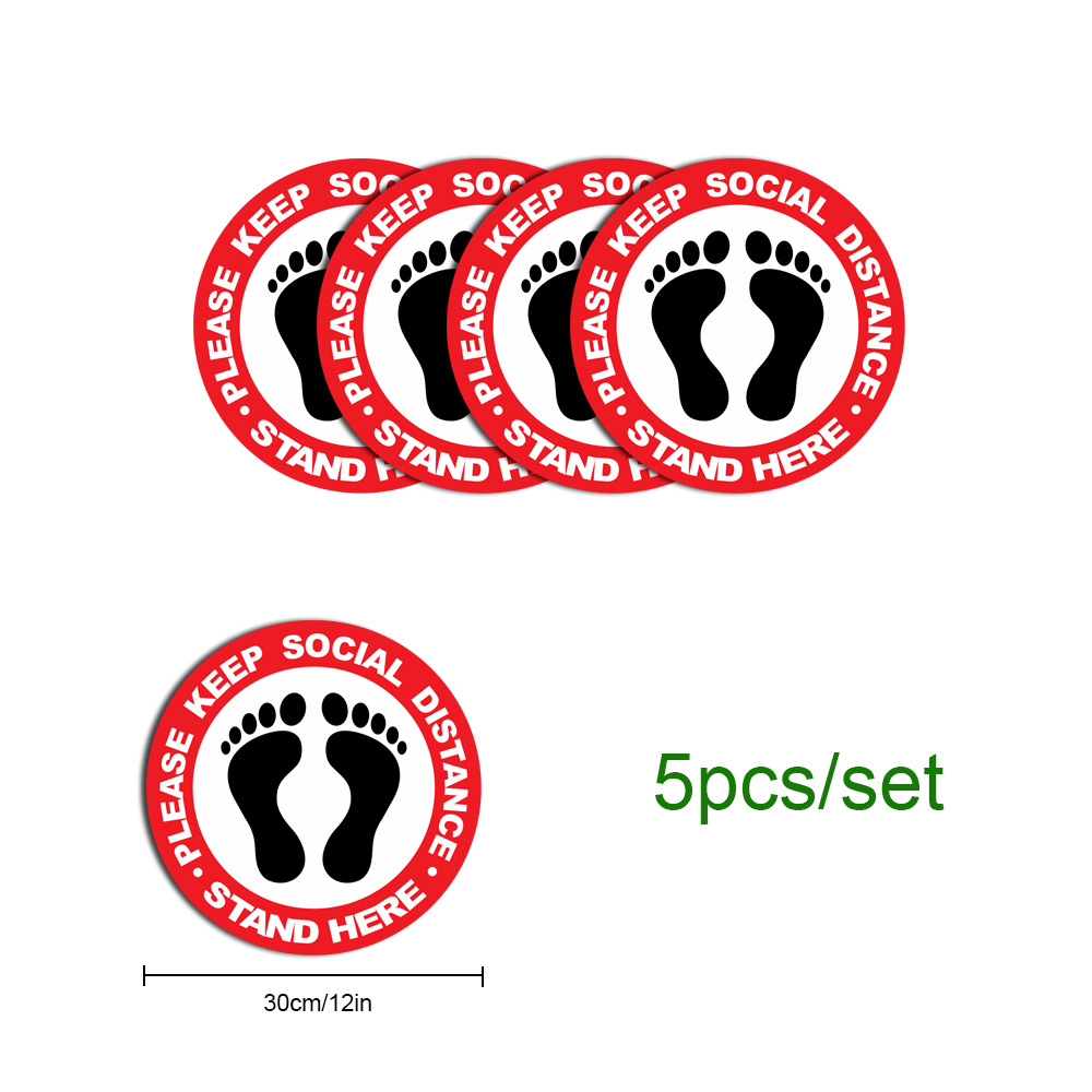12" PVC Round Social Distancing Floor Sticker & Decals 6