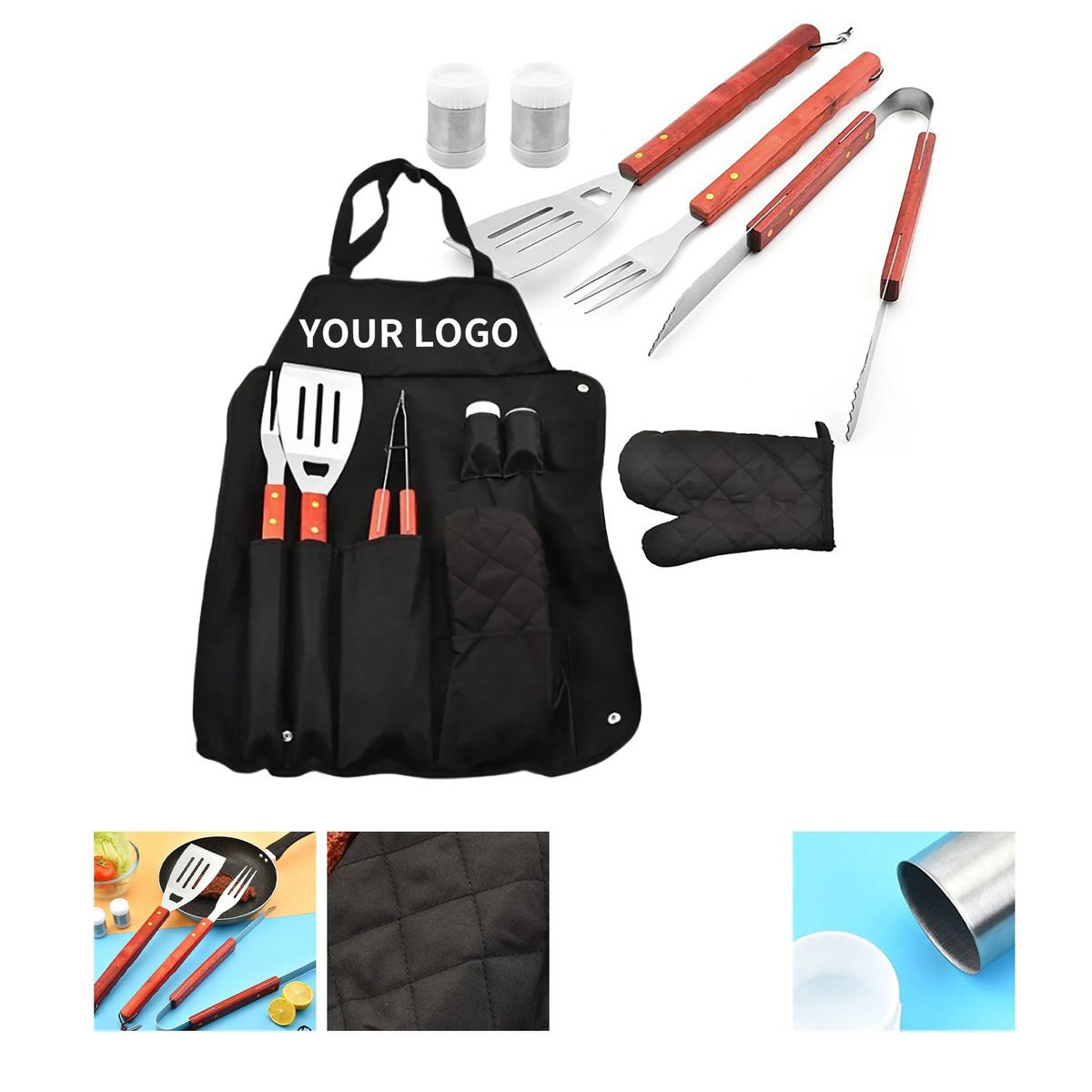 Portable BBQ Tool Set with Gloves and Spatula 2