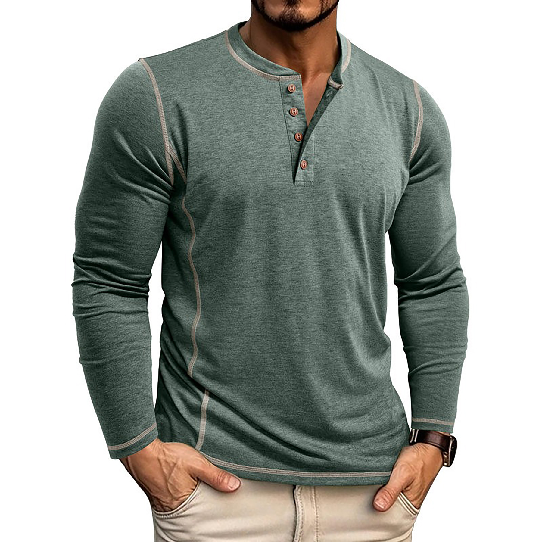 Men's Henley Shirt Long Sleeve 3