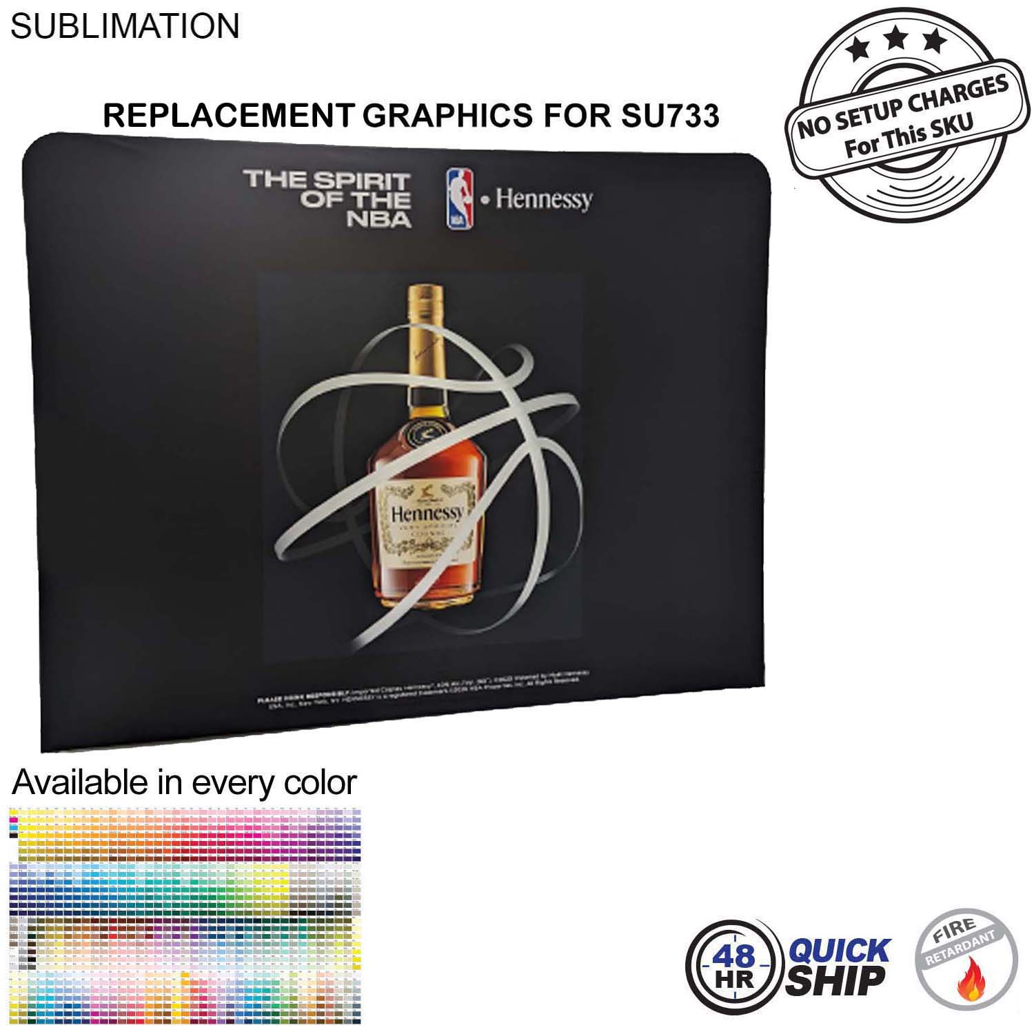 48Hr Quick Ship - Replacement Graphics Double Sided 8'W x 8'H EuroFit Tension Fabric Slip on cover 14