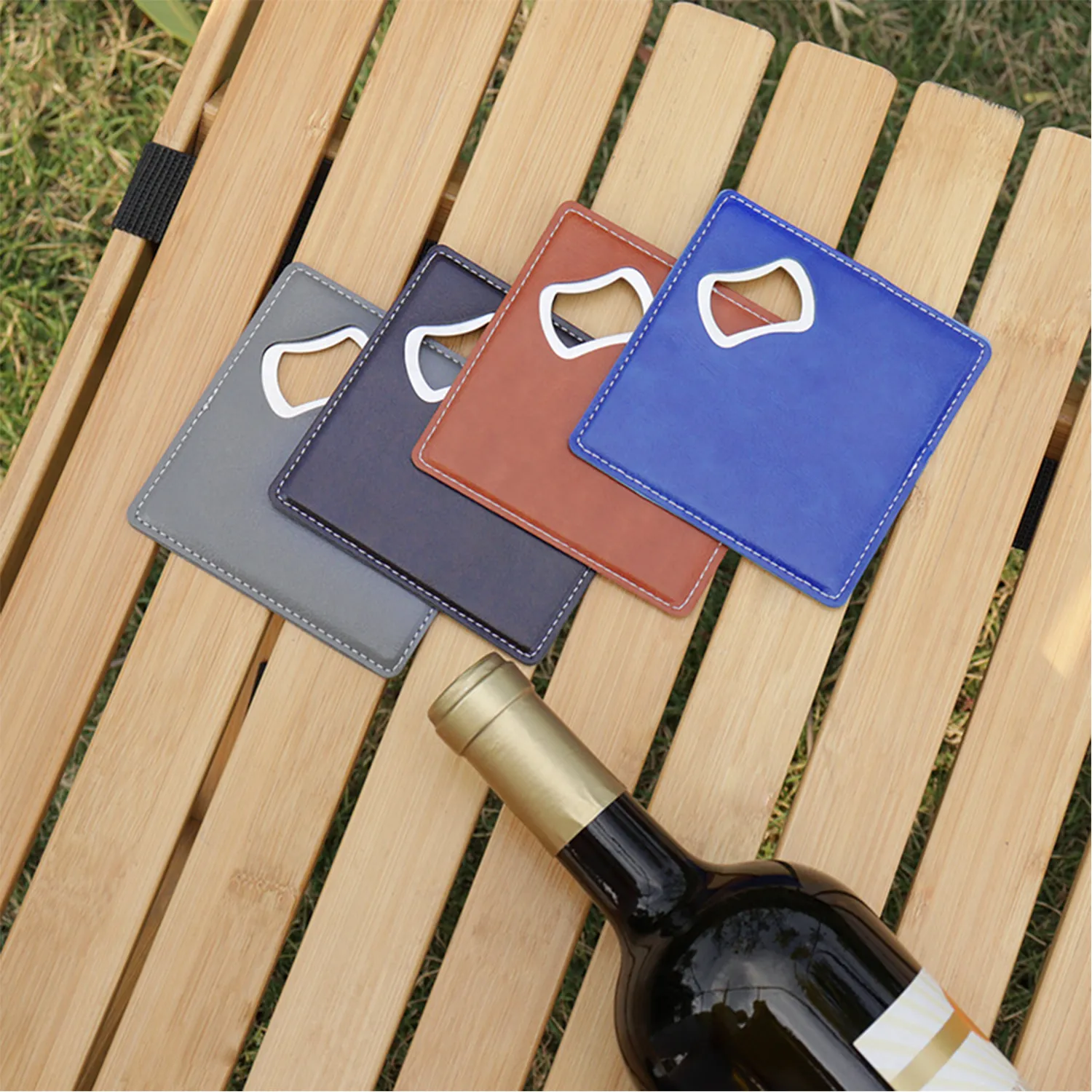 Dual-Purpose Coaster Bottle Opener, 3.8" Square 5