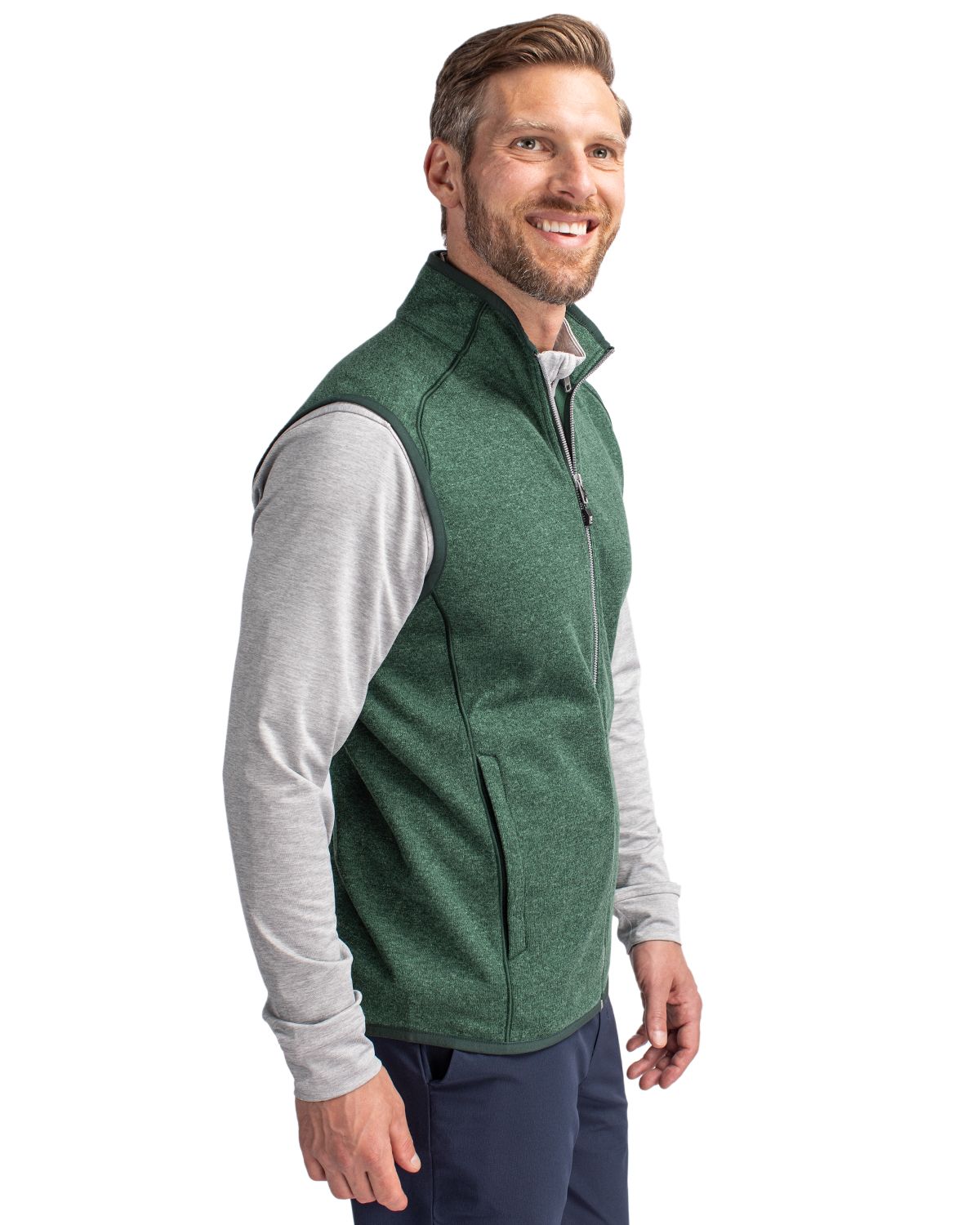 Cutter & Buck Mainsail Sweater-Knit Mens Full Zip Vest 21