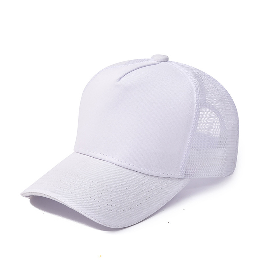 Stock Solid Color Cotton 5-Panel Trucker Cap 20