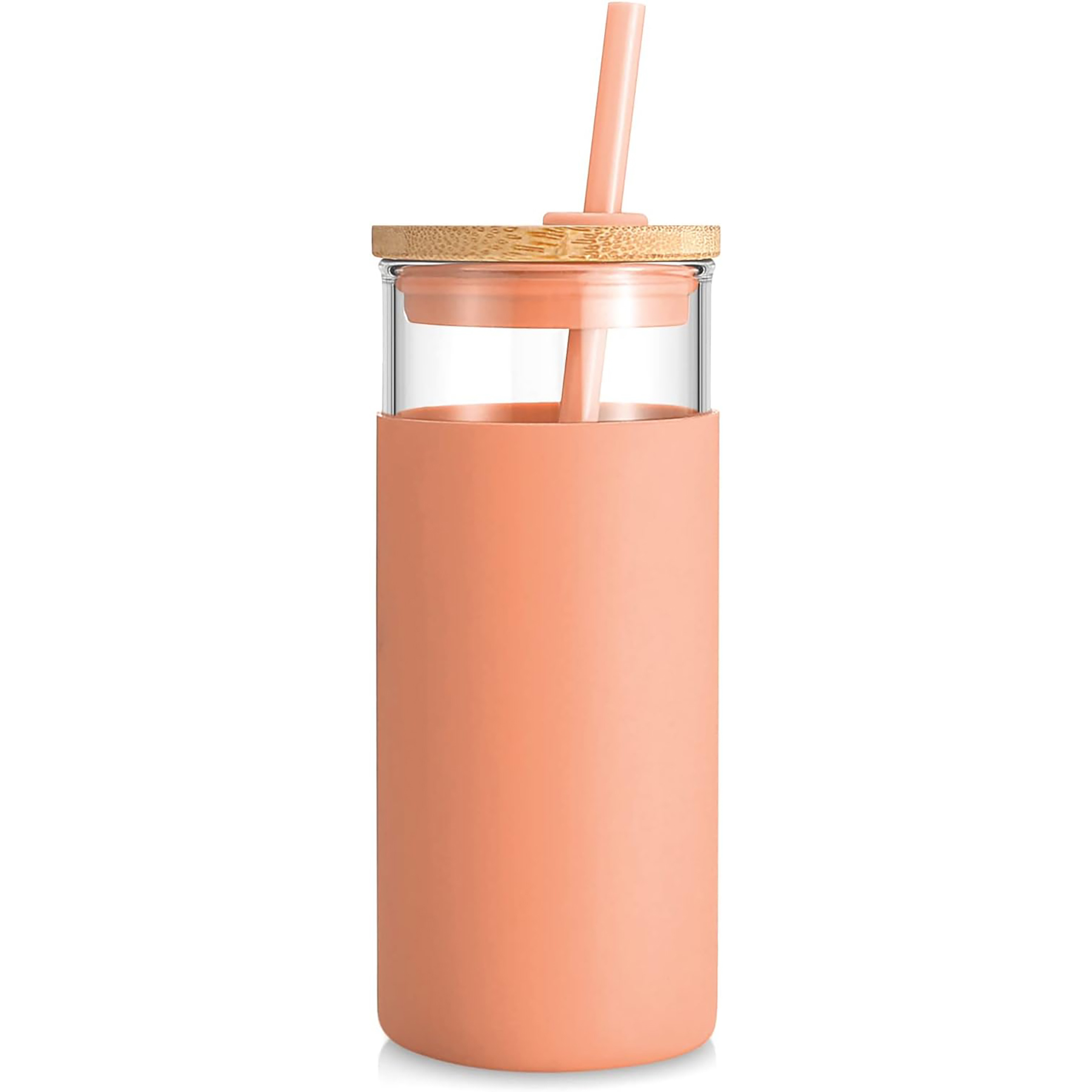 20 Oz Glass with Bamboo Lid and Straw 8