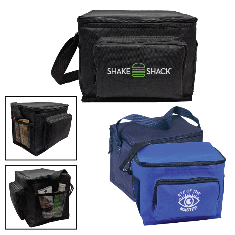 600D Polyester 6-Pack Cooler w/Side Pockets & Pouch 2