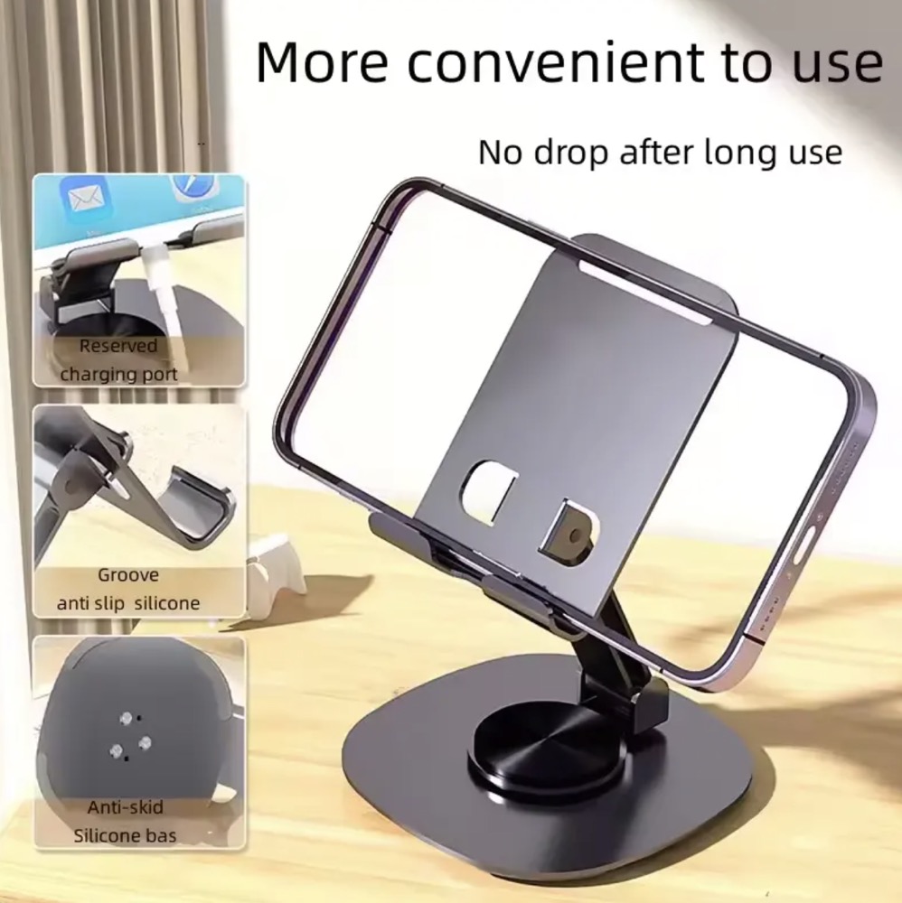 Cradle Stand Mobile Phone Desk Stand Anti-slip 360 Rotating Metal Mobile Phone Holders 4
