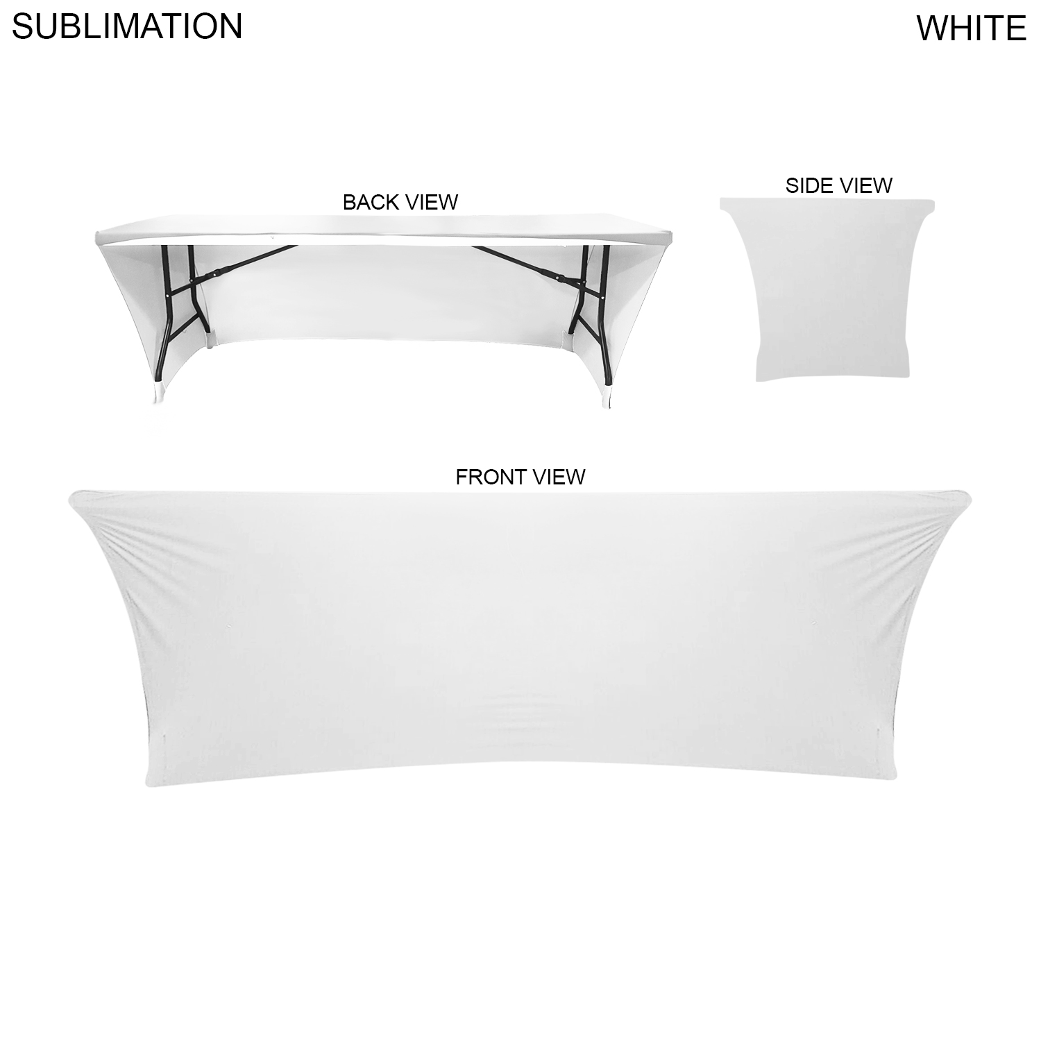 Sublimated Stretch Curved Fit Table Throw for 8ft table, 3 sided, Open Back 7