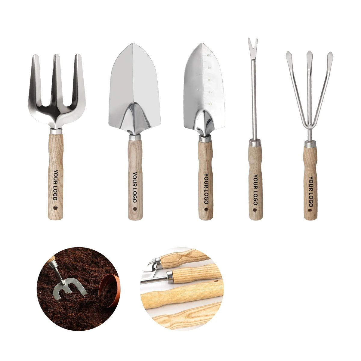 Stainless Garden Tool Set with Shovel Rake Trowel 1